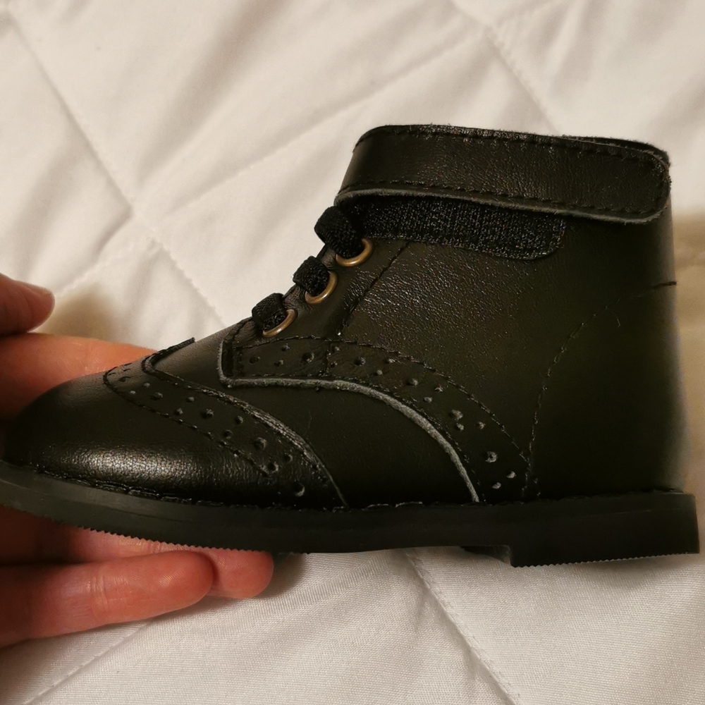SOLD ON FB- Little Eva Rose & Co Black Leather boots (size 5- baby) - Picture 8 of 14